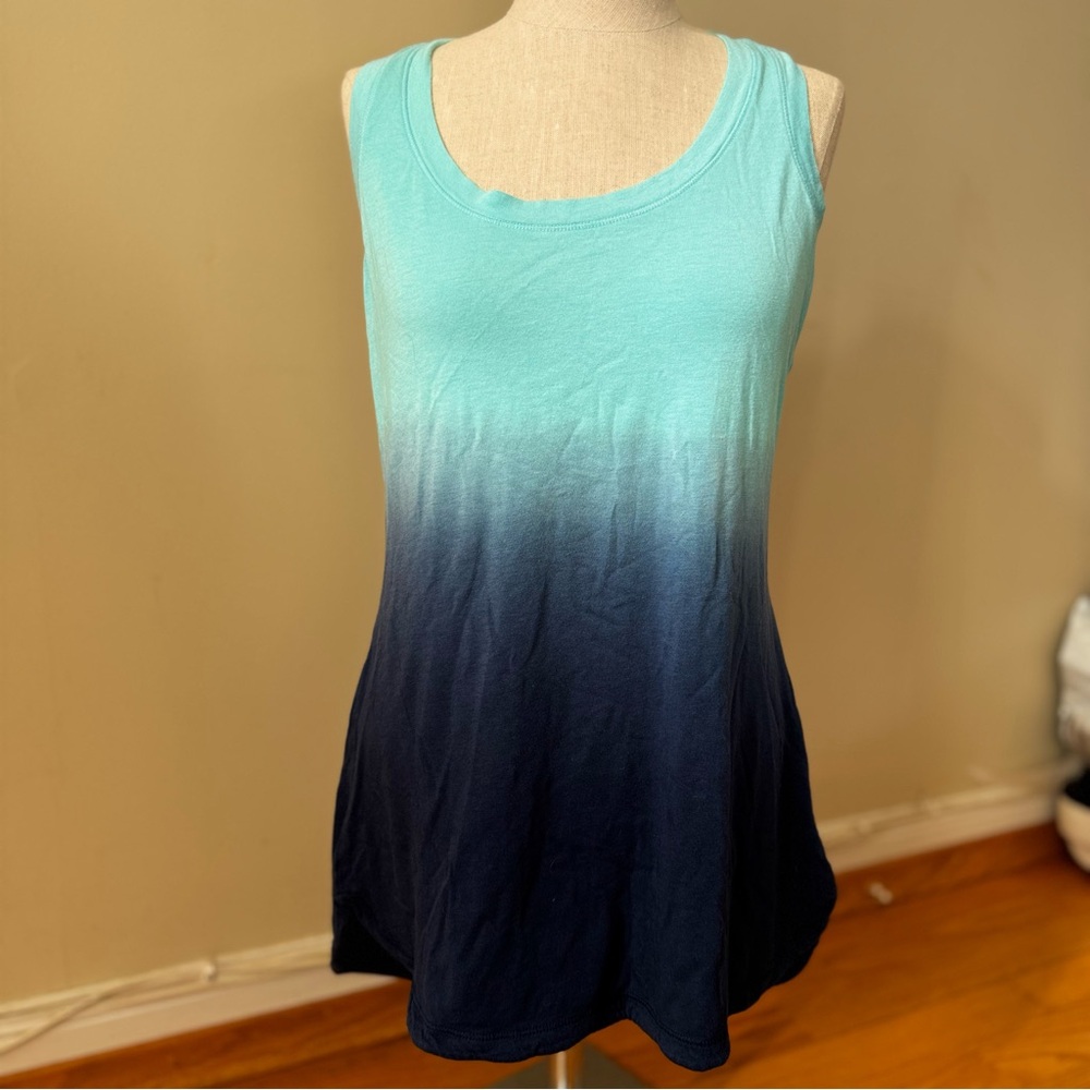 Calia Aqua Blue Ombre Sleeveless Tank Top M Activewear Running Gym Training EUC